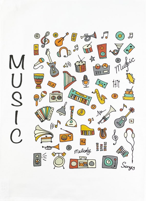 The Musical Icons - Large Cotton Tea Towel