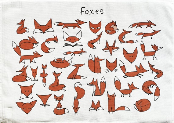 The Foxes - Large Cotton Tea Towel