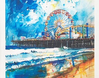 Santa Monica large cotton tea towel