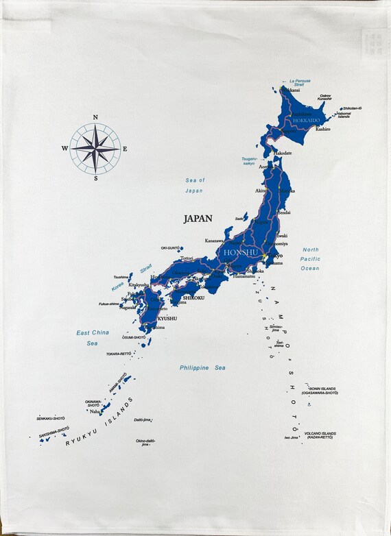 Map of Japan large cotton tea towel