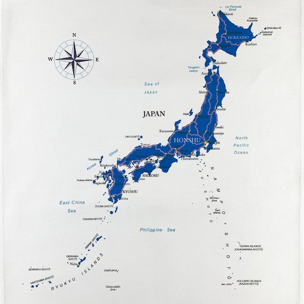 Map of Japan large cotton tea towel