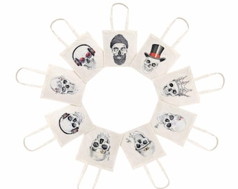 Assorted Skull Design Cotton Tote Bag, 100% Cotton , Printed Both Sides