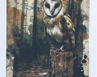 Tawny Owl Large Cotton Tea Towel