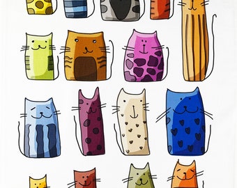 The Clutter of Cats Large Cotton Tea Towel