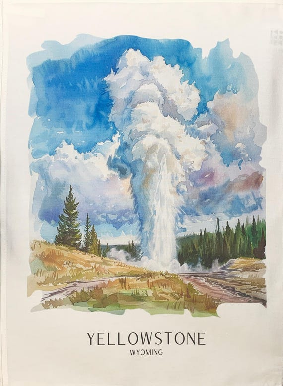 Yellowstone Old Faithful large cotton tea towel