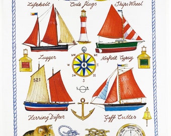 Off to the Coast Large Cotton Tea Towel