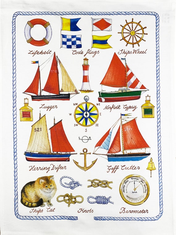 Off to the Coast Large Cotton Tea Towel