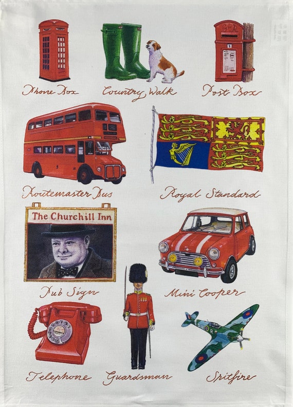 All things British Large Cotton Tea Towel