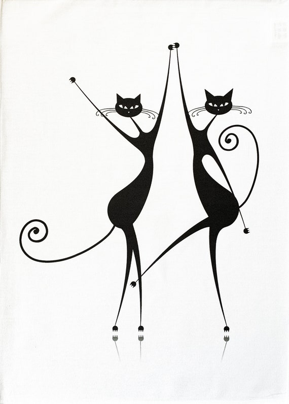 The High 5 Black Cats Large Cotton Tea Towel