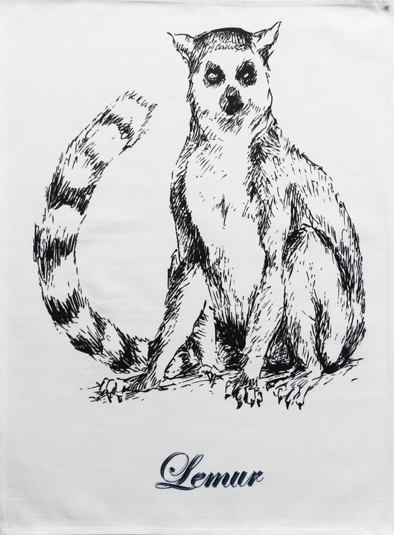 The Lemur - Large Cotton Tea Towel