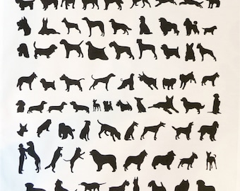 Multi Dog Silhouette Cotton Tea Towel