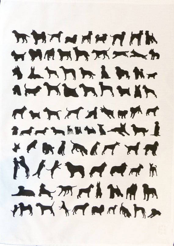 Multi Dog Silhouette Cotton Tea Towel