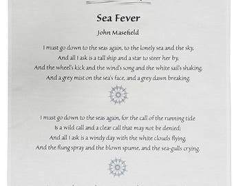Sea Fever Poem by John Masefield Large Cotton Tea Towel