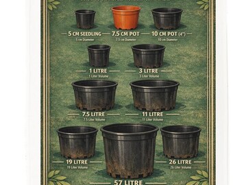 Plant Pot Sizes cotton tea towel