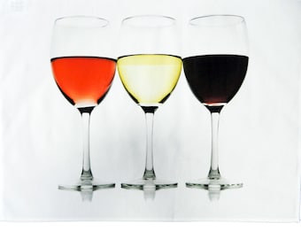 Happy Hour Wine Glass - Large Cotton Tea Towel