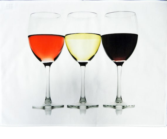 Happy Hour Wine Glass - Large Cotton Tea Towel