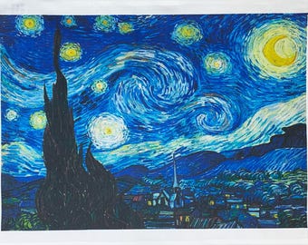 Starry Night by Van Gogh Large Cotton Tea Towel