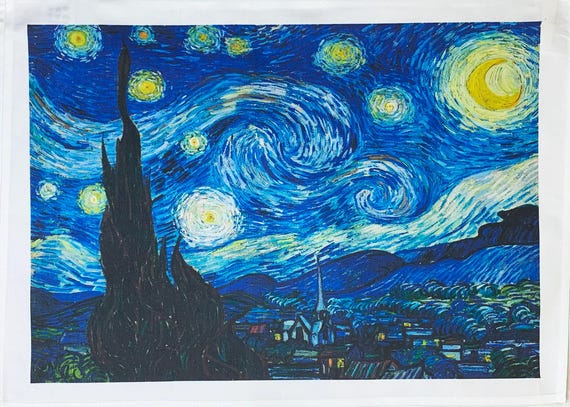 Starry Night by Van Gogh Large Cotton Tea Towel