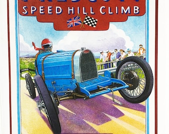 Prescott Speed Hill Climb Retro Style Large Cotton Tea Towel