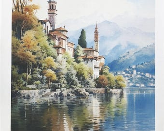 Lake Como, Italy-  large cotton tea towel