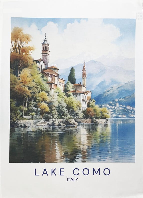 Lake Como, Italy-  large cotton tea towel