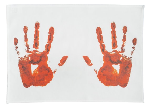 Pair of Blood Stained Hands- Large Cotton Tea Towel