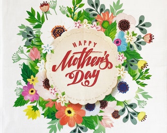 Happy Mothers Day - large cotton Tea Towel