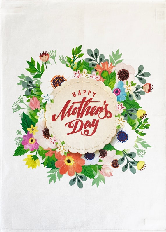 Happy Mothers Day - large cotton Tea Towel