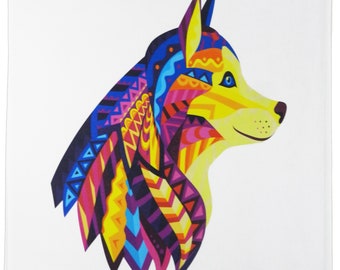 The Colourful Wolf - Cotton Tea Towel