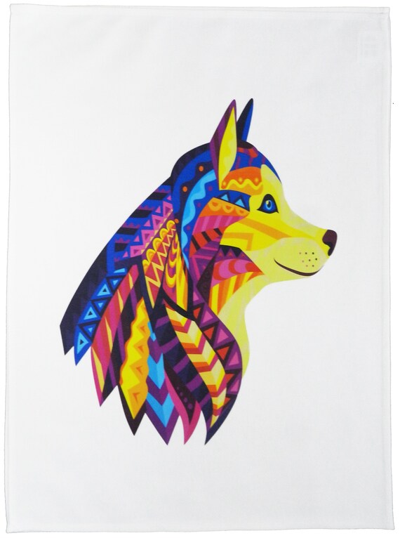 The Colourful Wolf - Cotton Tea Towel