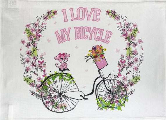 I love my bicycle Large Cotton Tea Towel