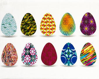 Colourful Easter Eggs Design Large Cotton Tea Towel