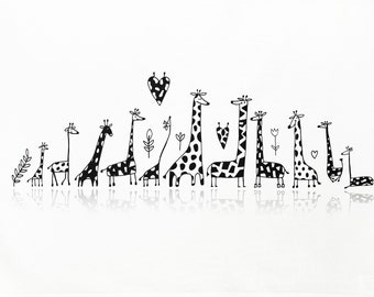 Love the Giraffes - Large Cotton Tea Towel