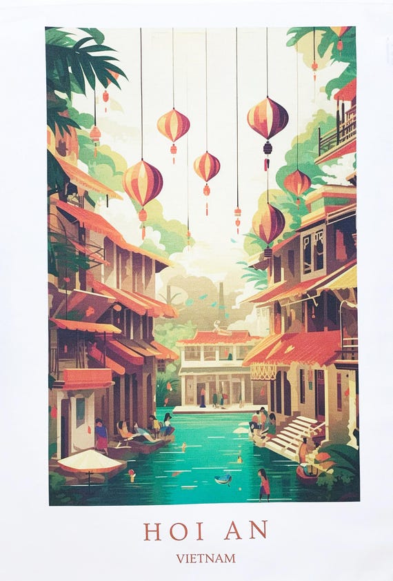 Hoi An Vietnam - large colourful cotton tea towel