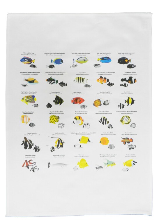 Collection of Marine Fish - Large Cotton Tea Towel