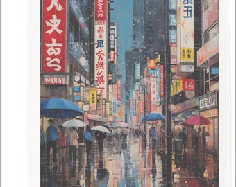 Shinjuku, Tokyo Large Cotton Tea Towel