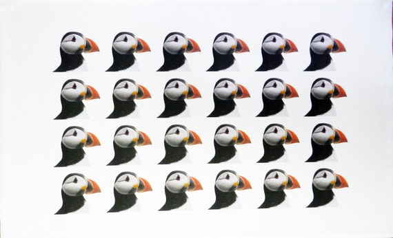 Puffin Heads Cotton Tea Towel