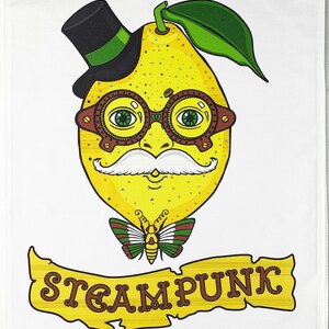 Mr Lemon Steampunk Man Large Cotton Tea Towel