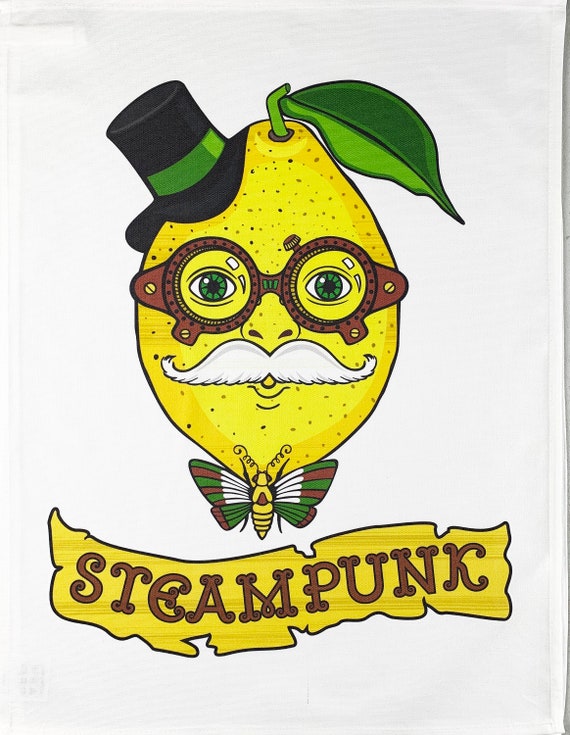Mr Lemon Steampunk Man Large Cotton Tea Towel