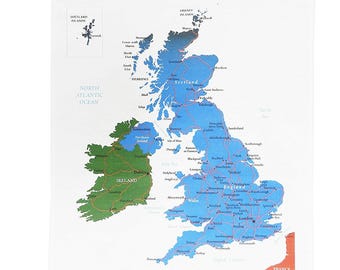 Map of the British Isles and Ireland Cotton Tea Towel
