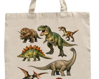 Kids Cotton Tote Bag, Printed on Both Sides, Dinosaurs, Space, Pirates, Fairies and animal themed