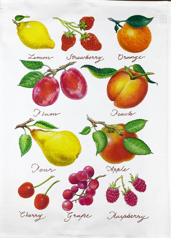 The Hand Drawn Fruit Collection Large Cotton Tea Towel
