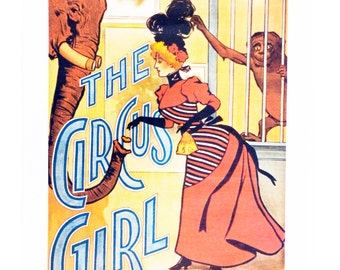 A Circus Girl - Retro Style Theatre Poster Style Large Cotton Tea Towel