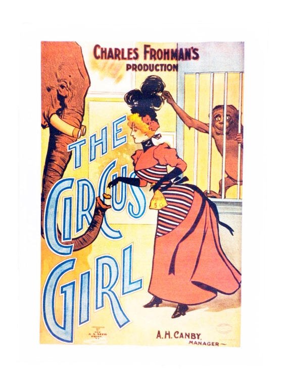 A Circus Girl - Retro Style Theatre Poster Style Large Cotton Tea Towel