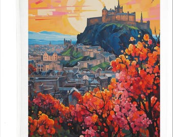 Edinburgh Scotland Cotton Tea Towel, White, 47 x 65 cm,  with Hanging Loop