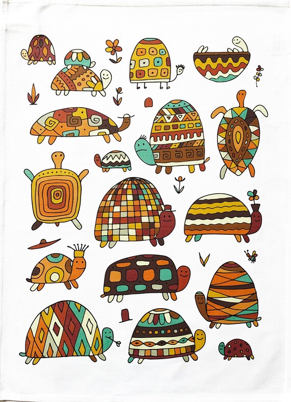 The Turtle Collection Large Cotton Tea Towel