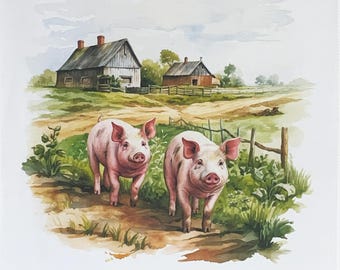 The 2 Pigs Large Cotton Tea Towel