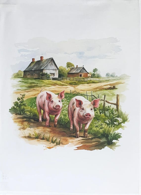 The 2 Pigs Large Cotton Tea Towel