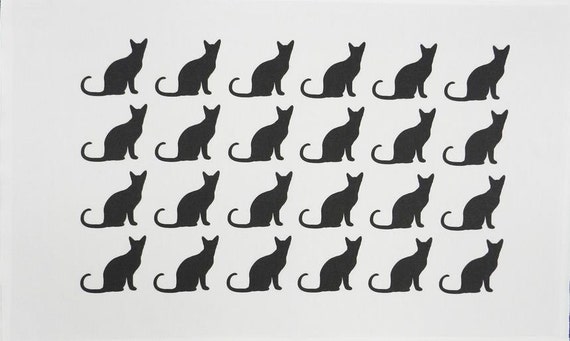 Black Cat Large Cotton Tea Towel