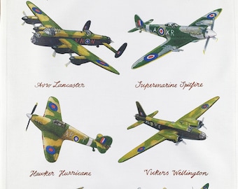 World War 2 Military Aeroplanes - Large Cotton Tea Towel